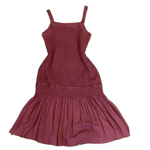 Anthropologie Escondido Sleeveless Dress Sz M Burgundy Smocked #300B - Picture 2 of 10